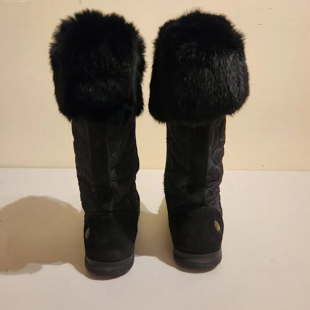Coach Black Faux Fur Lined Quilted Boots Size 6 Women's Winter Snow Designer Y2K